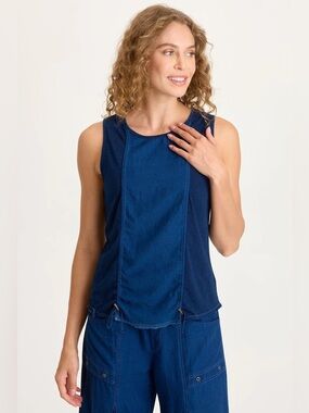 XCVI
COBIE INDIGO CORDED FRONT TANK
 In Sluice Wash